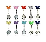 PromiseU Butterfly Quartz Movement Nurse Brooch Fob Tunic Pocket Watch