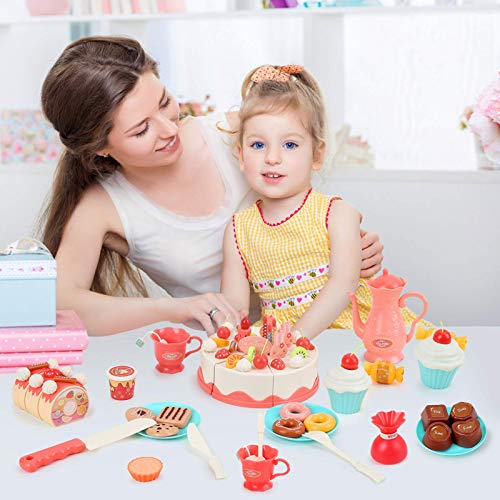 BeebeeRun Cutting Birthday Cake Toys,Pretend Play Food for Kids,Light
