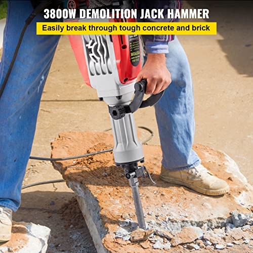 VEVOR Demolition Jack Hammer, 3800W 1800BPM, 11/8" Hex Heavy Duty