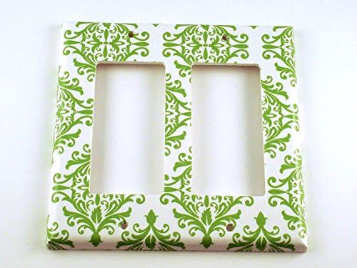 Double Rocker Switch Plate, Green Damask (204DR)