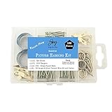SKOJ Assorted Picture Hanging Kit - 132 Pieces - Heavy Duty Assortment with Wire, Picture Hangers, Hooks, Nails and Hardware to Hang Pictures, Canvas and Clock