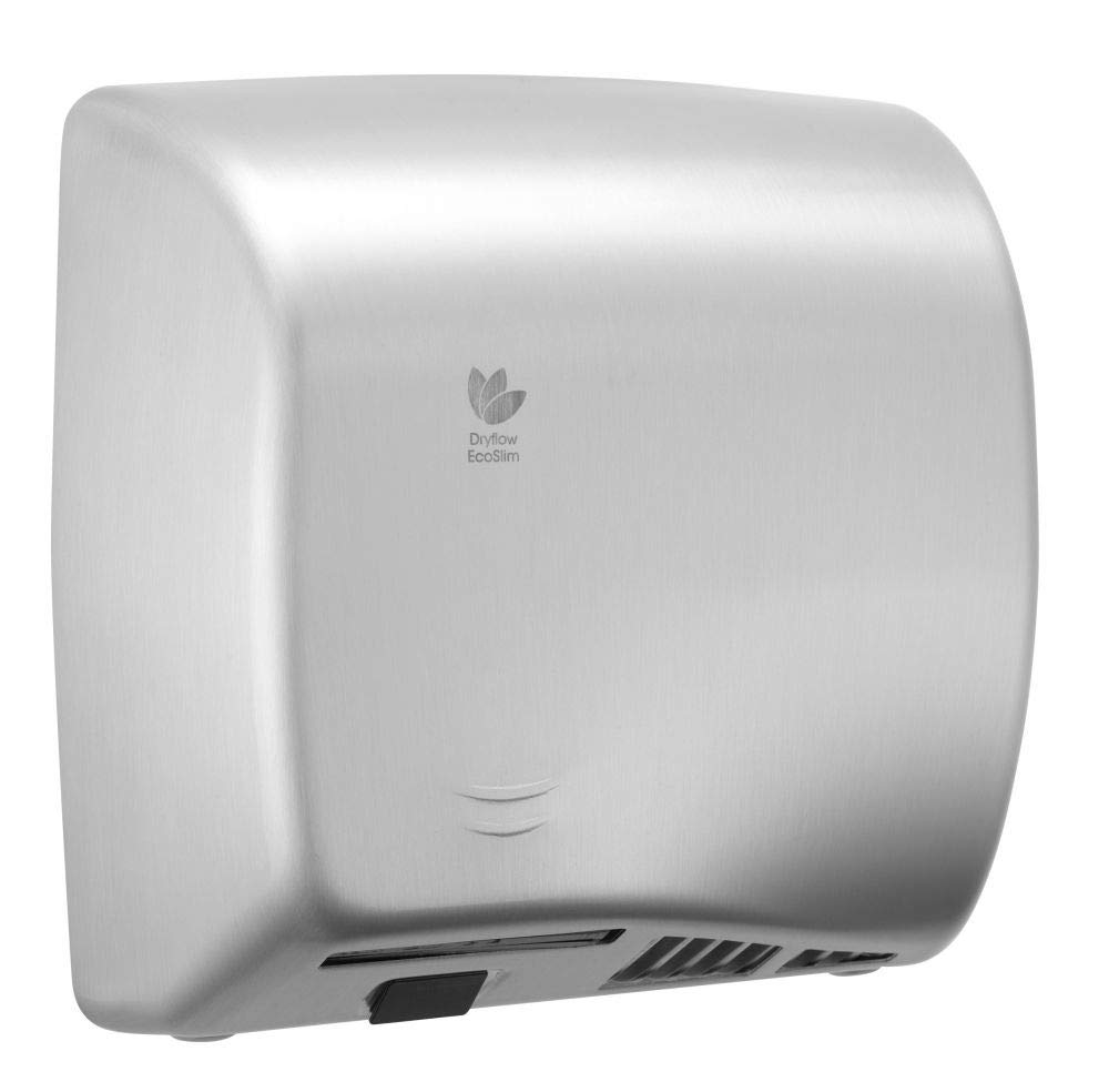 Hand Dryer for Bathroom Commercial Toilets, Available in 3 Colours (White, Brushed Satin, Black), EcoSlim Electric Hand Dryer, High Speed, Quiet, Wall Mounted, HEPA Filter And Ioniser (Brushed Satin)
