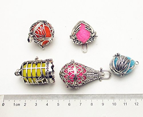 Dandan DIY 5pcs Bird Brass Cage Assorted Styles Owl Heart Landmine Tree Locket Perfume Essential Oil Aromatherapy Diffuser Charms Hollow Pendant Craft Diffusion Ball (Assorted Styles) - Thumbnail 4