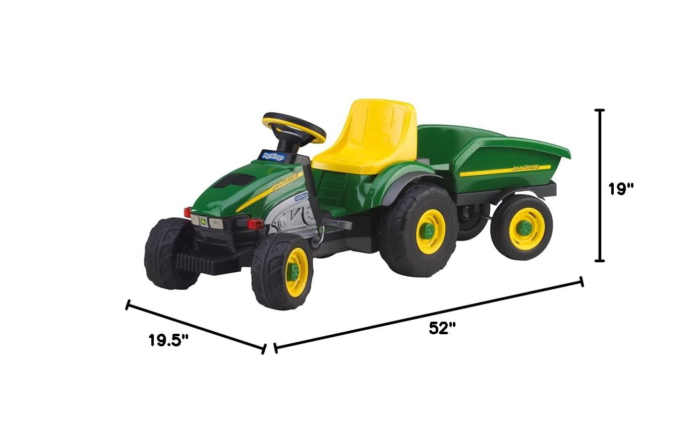 Peg Perego John Deere Farm Tractor and Trailer Pedal Tractor, Green