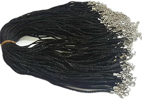 Haoyigou Black 2.0mm 50PCS Satin Silk Necklace Cord String Rope Chain Clasp