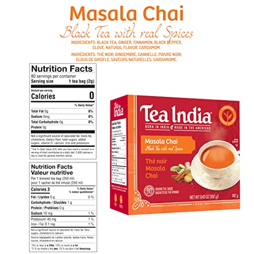 Tea India Masala Chai Tea Flavorful Blend Of Black Tea & Natural