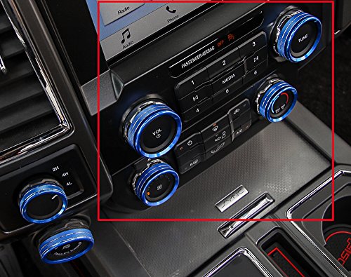 Aluminum Alloy Car Inner side Air Conditioner Switch Knob Ring Cover Trim For Ford F150 XLT 2016 2017 2018 (Blue) - Thumbnail 6