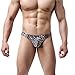 YUFEIDA Sexy Men's Underwear Thong G-string Leopard Print Bulge Pouch T-back Underpants (X-Large, Black)