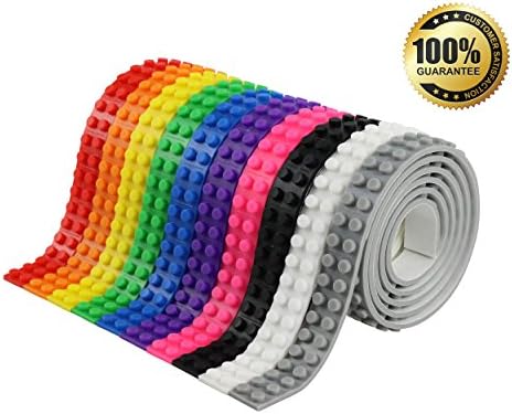 Premium Block Tape for LEGO Building Bricks 10 Roll Set - Compatible Reusable Flexible Non-Toxic 100% BPA-Free Silicone Self-Adhesive Safe Sticky Construction Toy, The Perfect Gift for Kids and Adults