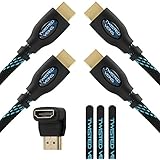 Twisted Veins Two (2) Pack of (10 ft) High Speed HDMI Cables + Right Angle Adapter and Velcro Cable Ties (Latest Version Supports Ethernet, 3D, and Audio Return)