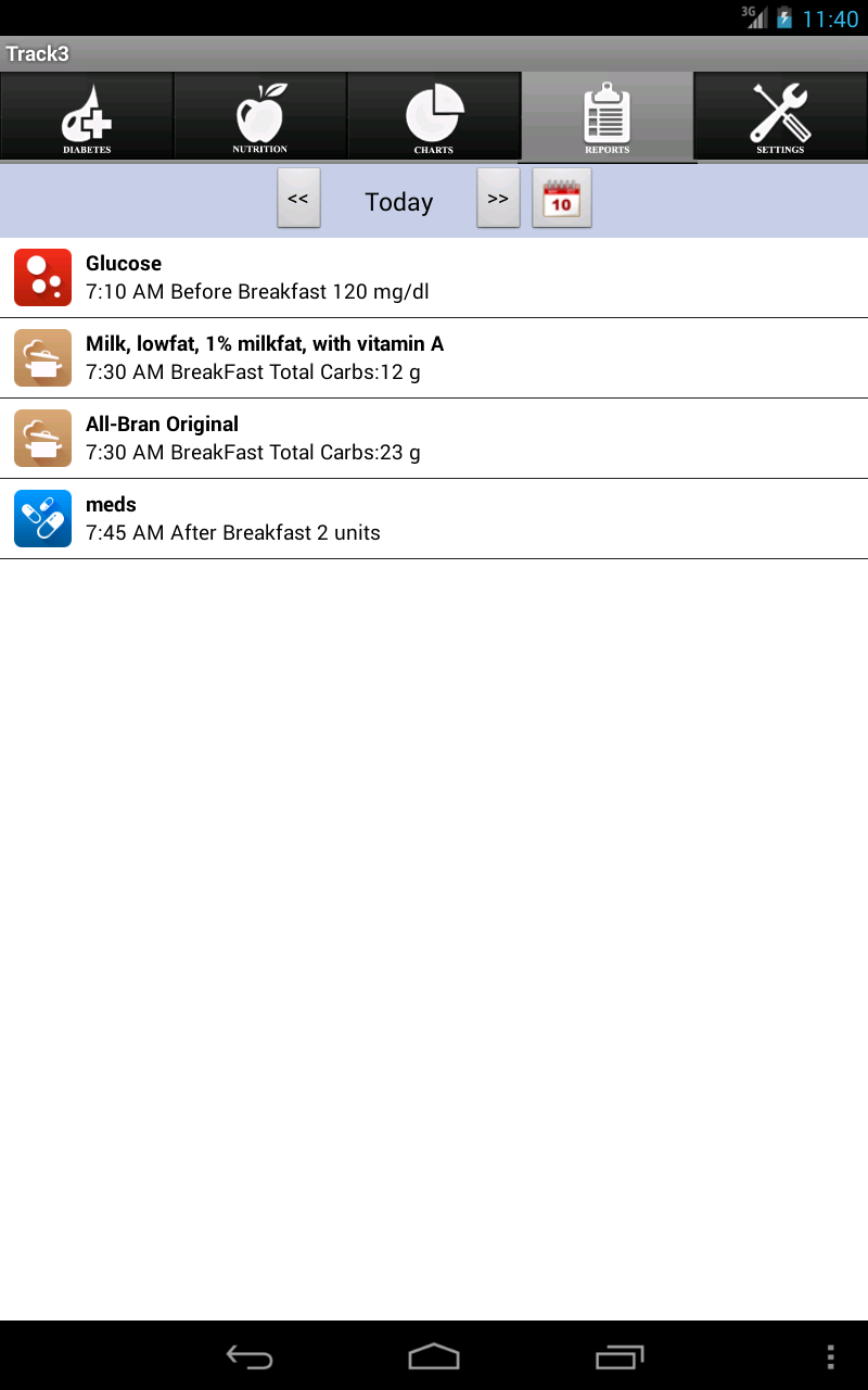 Track3 - Diabetes Planner, Diabetes Glucose Logbook, Diabetes Tracker, Carb Counter