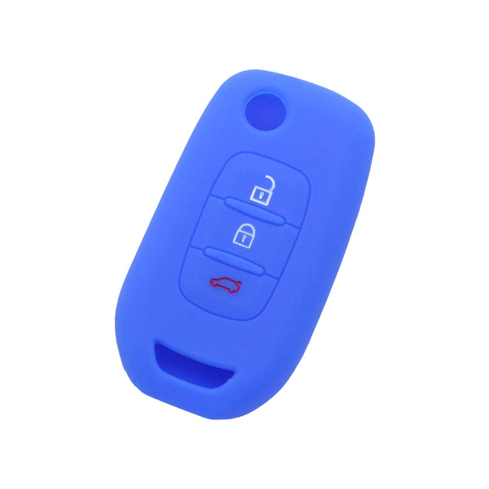 BROVACS Silicone Cover Protector Case Holder Skin Jacket Compatible with RENAULT 3 Button Flip Remote Key Fob CV9354 Deep Blue