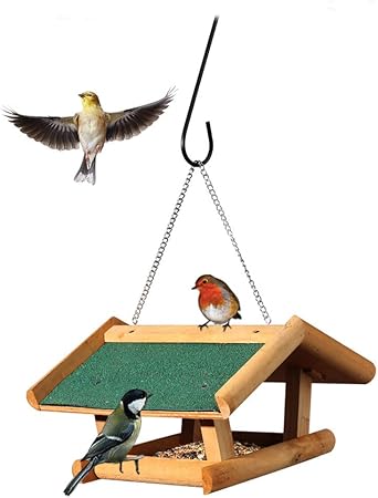 Zdjr Wild Bird Feeder Log Cabin Bird Feeder Weatherproof Water