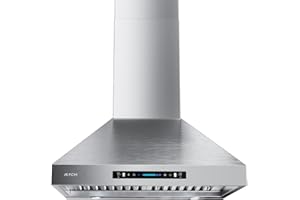 IKTCH 36-inch Wall Mount Range Hood 900 CFM Ducted/Ductless Convertible, Kitchen Chimney Vent Stainless Steel with Gesture Sensing & Touch Control Switch Panel, 4 Pcs Adjustable Lights