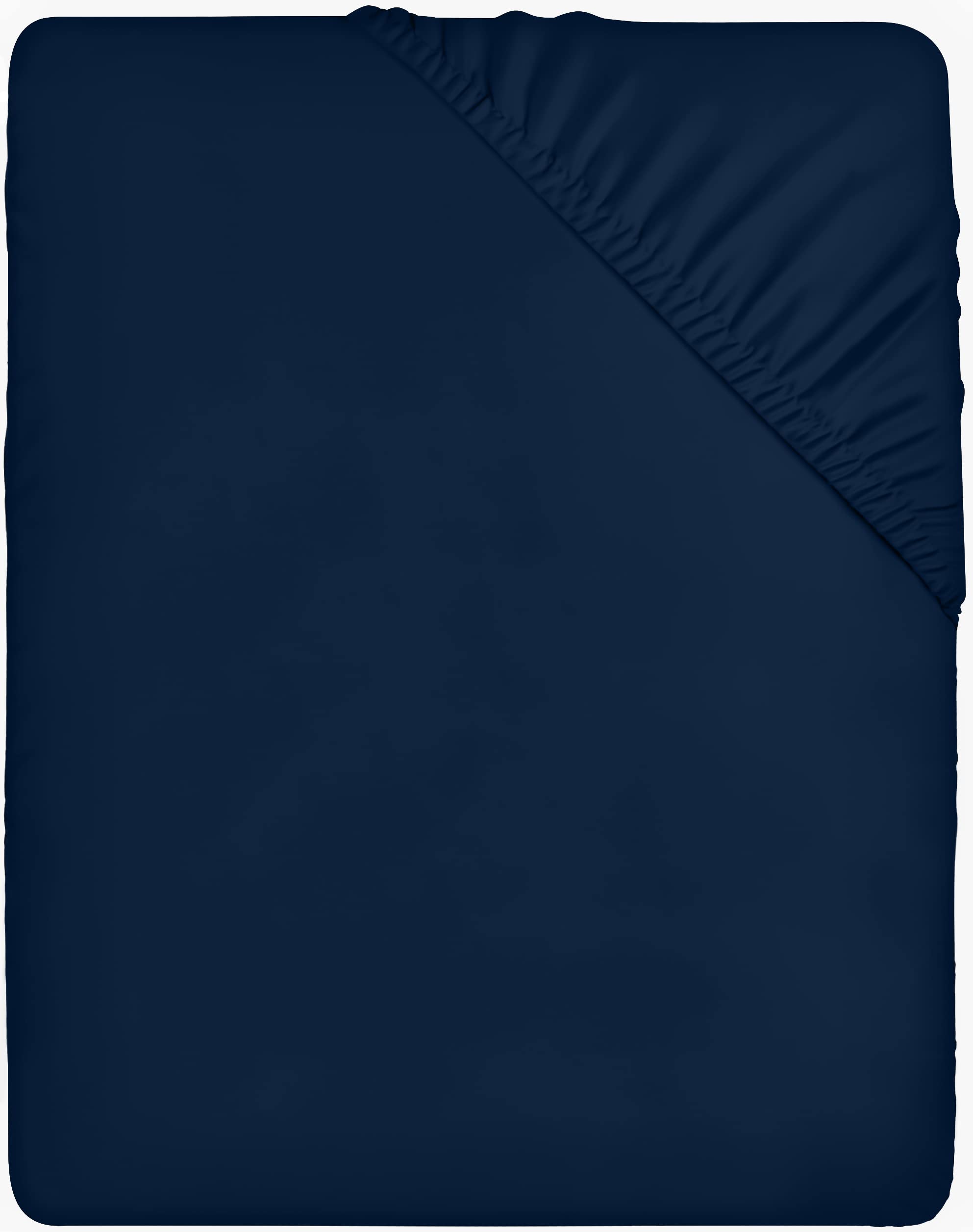 Utopia Bedding Fitted Sheet - Deep Pocket 14 inch (35 cm) - Easy Care - Soft Brushed Microfibre Fabric - Shrinkage and Fade Resistant - Bottom Sheet (140 x 200 cm, Navy)