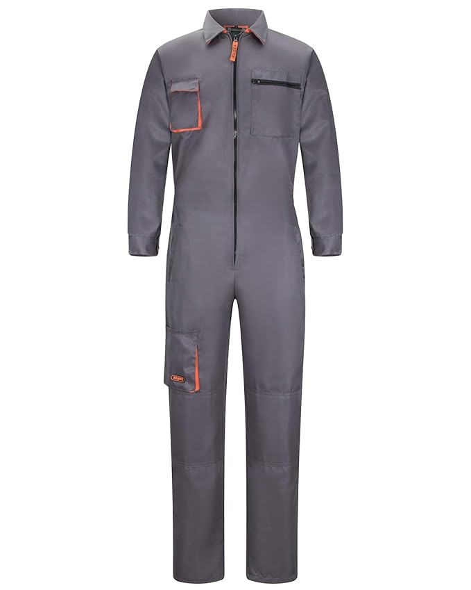 Buy Yukirtiq Men's Long Sleeve Mechanic Coverall Work Jumpsuit with Multi Pockets Cotton Blend