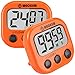 WECKEW Digital Kitchen Timer, Cooking Timer, Large Display, Strong Magnet Back, Loud Alarm, Timer Memory Recall Function, Count up Countdown Timer for Kids Baking Exercise Game (2 Pack Orange)
