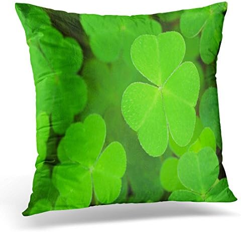 UPOOS Throw Pillow Cover Day Green with Three Leaved Shamrocks Shallow Depth of Field Focus on Near Leaf Celebrations Close Decorative Pillow Case Home Decor Square 18x18 Inches Pillowcase