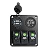 Proelectric-Green-LED-Light-2-Waterproof-MarineBoat-Car-Switch-Panel-3-Gang-USB-Charger-Voltage-Indicator-Power-Socket-5-pin-On-Off-Rocker-Switch