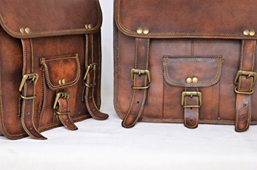 2 X Motorcycle Side Pouch Brown Leather Side Pouch Saddlebags Saddle Panniers ( 2 Bags ) - Thumbnail 5