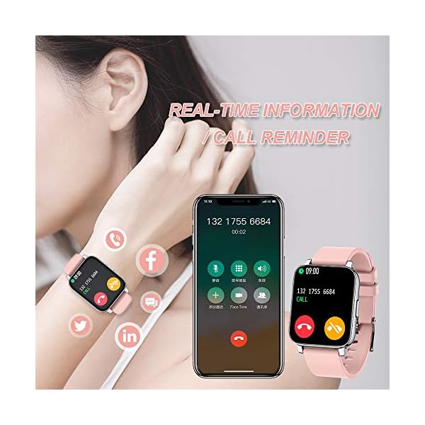 Smart-Watch-169-Touch-Screen-Smartwatch-Fitness-Tracker-Watch-with-Heart-Rate-and-Sleep-Monitor-Step-Counter-Activity-Tracker-IP67-Waterproof-Pedometer-Watch-for-Women-Men-for-Android-iOS-Pink Smart Watch 1.69 Touch Screen Smartwatch Fitness Tracker Watch with Heart Rate and Sleep Monitor Step Counter Activity…