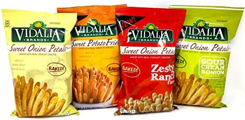 Vidalia Brands Baked Chip Variety Pack! Vidalia Sweet Onion Petals, Sweet Potaoe Fries, Zesty Petals, Sour Cream n Onion Petals! Each Bag 3.5 oz (8 pack)