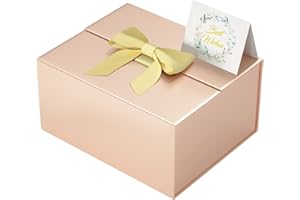 ROSTELACK Gift Box With Lid 9" X 7" X 4", Deluxe Gift Box With Ribbon Greeting Card and Magnet Closure, Suitable for Wedding, Mother'S Day, Bridesmaid Gift, Graduation, Christmas, Holiday, Birthday, Etc.Rose