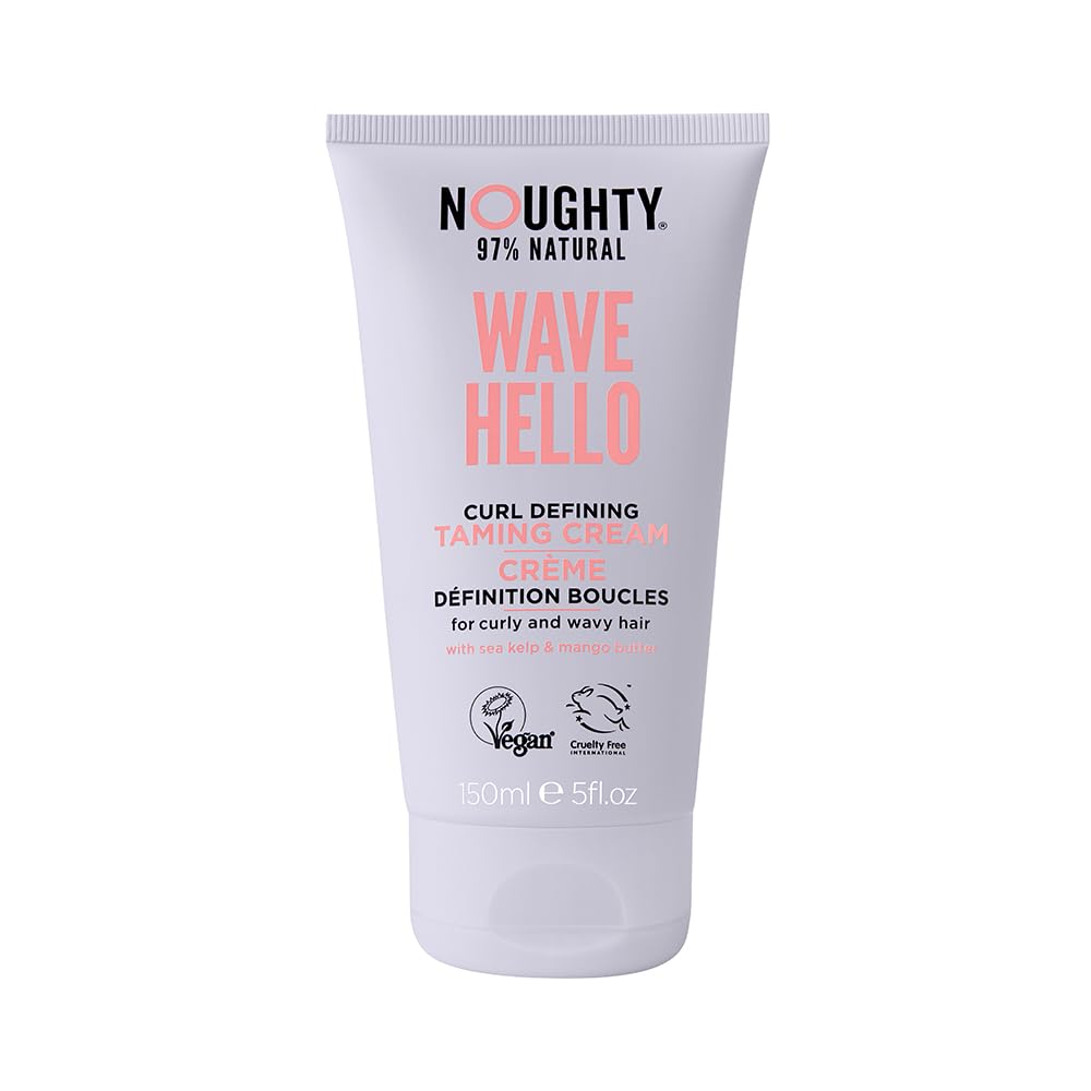 Noughty 97% Natural Wave Hello Curl Taming Cream Sulphate Free Vegan Haircare Vitamin Rich Smoothing Formula for Curly and Wavy Hair with Sea Kelp and Mango Butter 150ml
