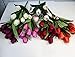 Ebow 9 Heads Tulip Flower Artificial Flowers Simulation Silk Flowers for Wedding Home Decoration Beautiful Tulip Flowers (Sunset Red)