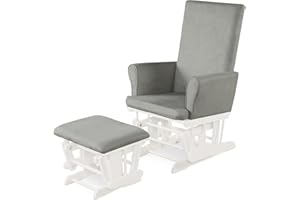 Costzon Glider and Ottoman Set, Wood Baby Rocker Nursery Furniture for Napping Reading Nursing, Cleanable Upholstered Comfort