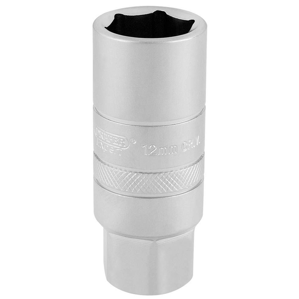 Draper 16776 3/8-Inch Square Drive 12 mm Thread 6 Point Satin Chrome Spark Plug Socket