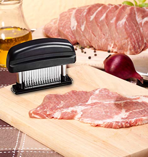 Elabo Kitchen Meat Tenderizer Sets - Heavy Duty Manual Hammer Mallet Tool and Meat Tenderizer Needle Tool with 48 Stainless Steel Sharp Blades For Steak, Chicken, Fish, Pork, Beef, Veal