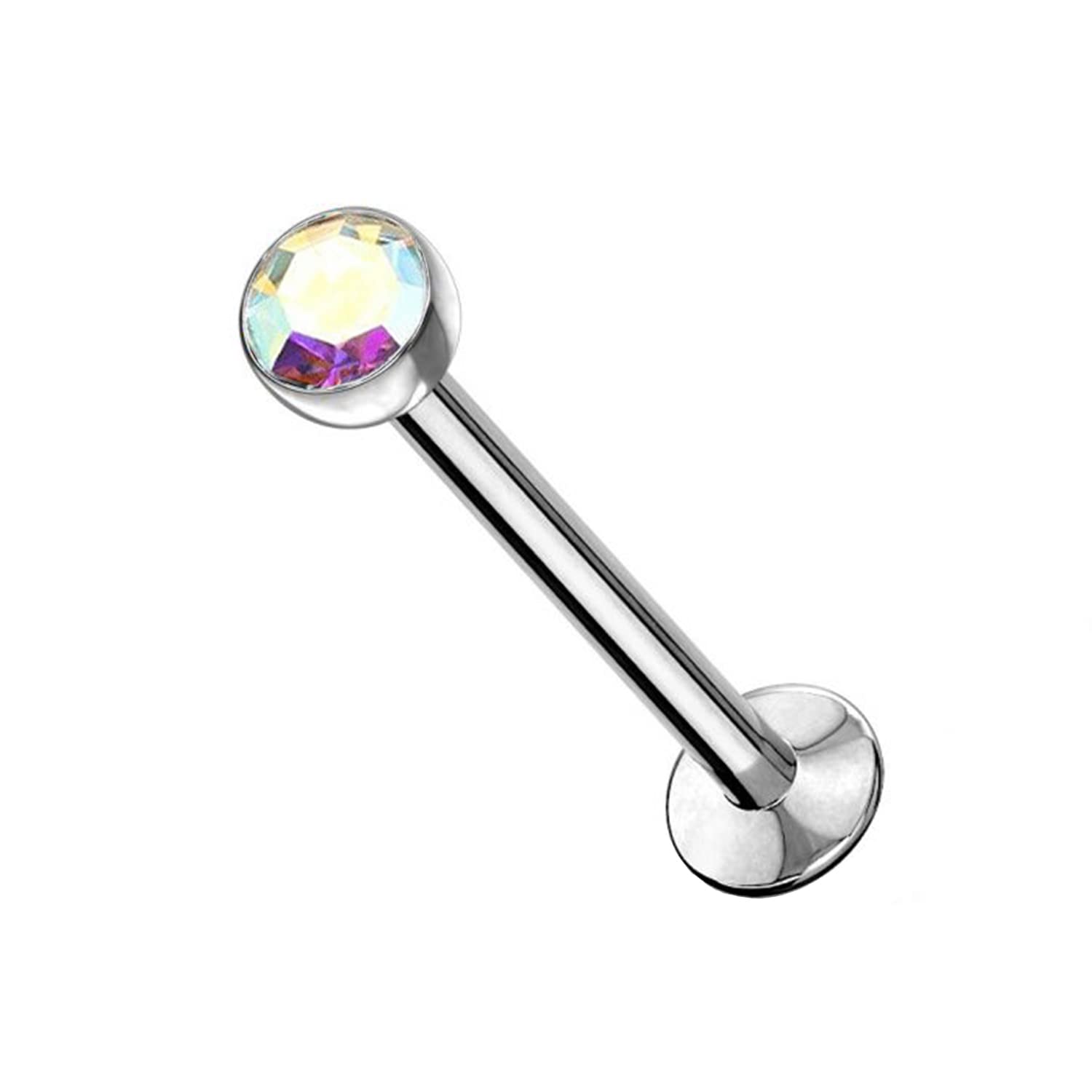 Warrior Lip Piercing/Labret tragus helix stud Sterile 316L Surgical Steel with a Crystal Ball with 3mm internal thread (White, 8)