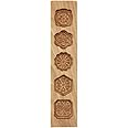 Mould Press,5 Flower Environmental Wooden Muffin And Mooncake Cups Handmade Soap Molds Biscuit Chocolate Ice Cake candy,Cake Pans,Baking Decoration Mold 12.5" Wood color