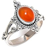 AUDRIELLE 925 Sterling Silver Adjustable Ring - Oval Shape Gemstone Handmade Ring for Women, Statement Jewelry Gift for Her