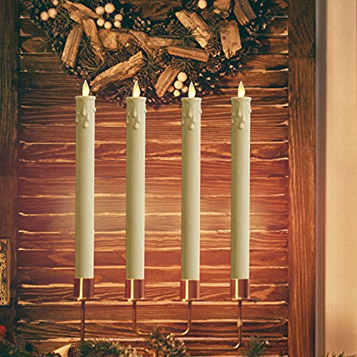 Set of 2 3D Moving Wick Flameless Candles ,with Candlesticks.LED