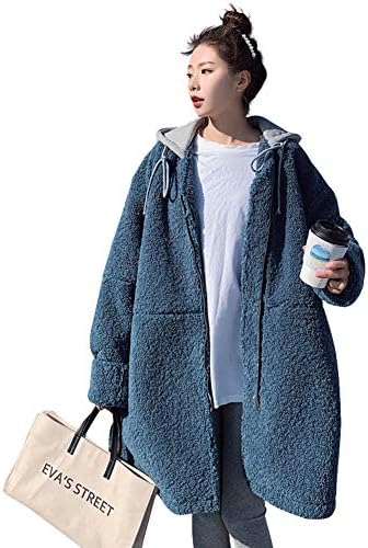 Lexiart ボア ブルゾン アウター コート もこもこ フリース ジャケット レディース 冬 暖かい 防寒 フード付き ロング丈 ジップアップ おしゃれ 可愛い