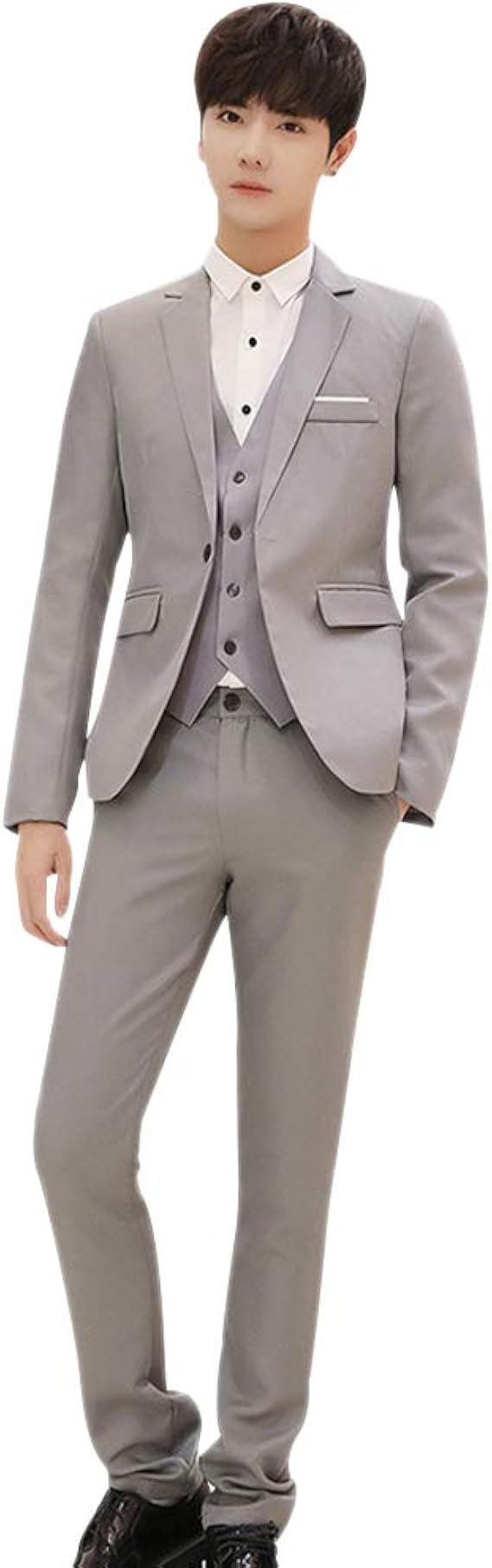 Amazon Co Jp Bozevon メンズ クラシック スーツ カジュアル 長袖スリムフィット 3ピース スーツ ジャケット チョッキ パンツ 服 ファッション小物
