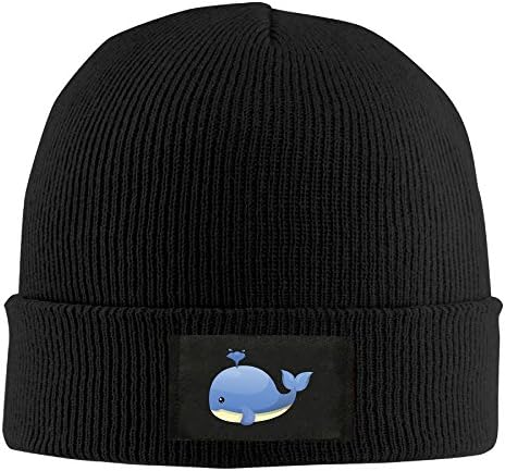 Rosaliex Cute Whale Men Women Unisex Winter Warm Acrylic Watch Knit Woolen Beanie Cap Hat Size One Size US Black
