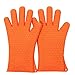 PUREFLY Orange Silicone Heat Resistant Gloves, Great for Grilling, BBQs, Baking, Smoke Ovens,Unique Maple Leaf Design in Finest Orange Silicone. Extra Long to Cover Wrists
