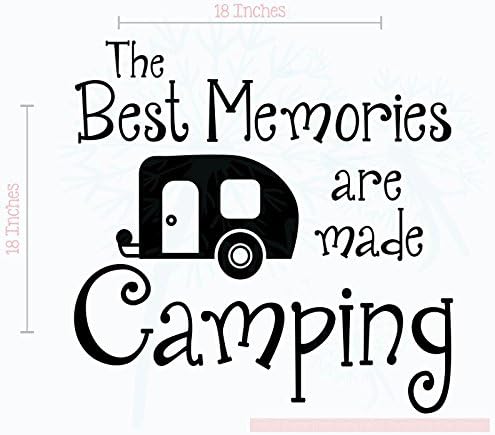 The Best Memories Are Made Camping RV Decals - Vinyl Camper Decals - Outdoor Decals for RV Trailers - RV Camper Decals Sayings for Wall Decor - Die-Cut Vinyl Graphics for RV - 18"W x 18"H Glossy Black