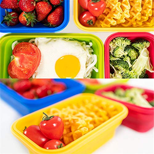 Silicone Lunch Box Set of 3 Collapsible Food Storage Containers with BPA Free Airtight Plastic Lids，Kitchen Microwave Freezer and Dishwasher Safe Kids，for kitchen refrigerator Camping Hiking School