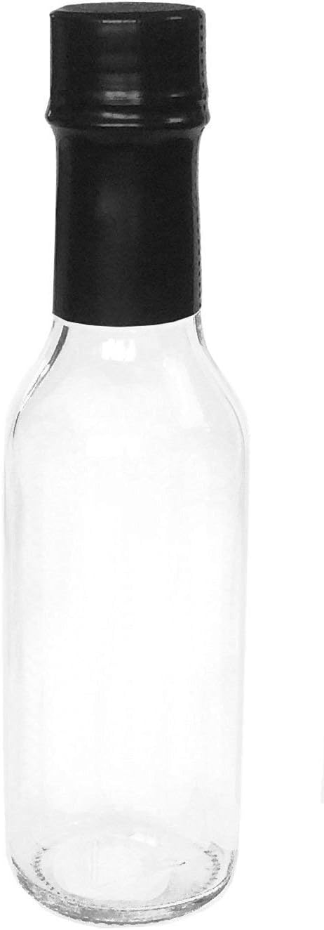 Hot Sauce Bottles with Black Caps & Shrink Bands, 5 Oz - Case of 12: Kitchen & Dining