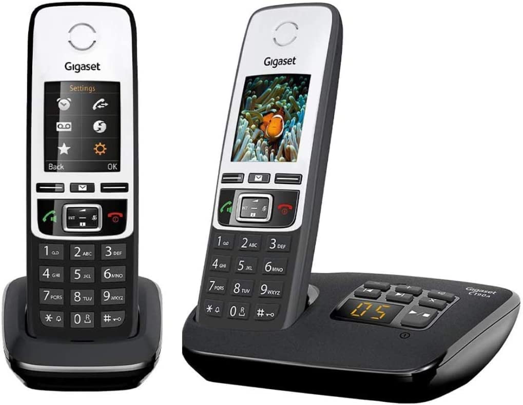 Gigaset C190A DUO - Premium Cordless Home Phone with Answer Machine and Nuisance Call Block - 2 Handsets, Black/Silver