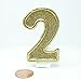 Birthday Party Sparkling Chic Glitter Number Cake Candle (2, Champagne Gold)