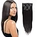 OrderWigsOnline Clip In Human Hair Extensions 100% Virgin Remy Human Hair 7 pieces 100gram/3.6oz Grade 7A For Thin Hair Natural Black