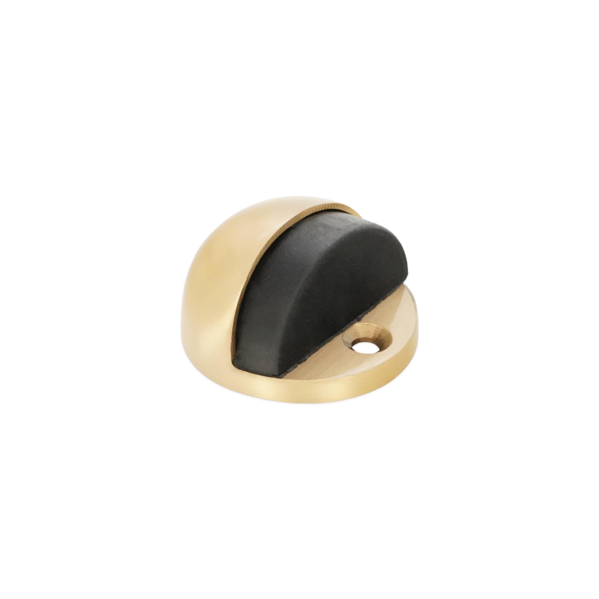 Floor Mounted Half-Moon wall/Furniture Protector Doorstop Rubber Bumper Stopper (Satin Brass)