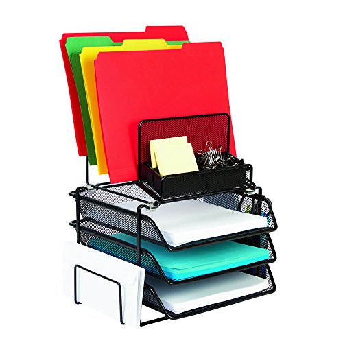 Staples AllinOne Black Wire Mesh Desk Organizer Office Supplies