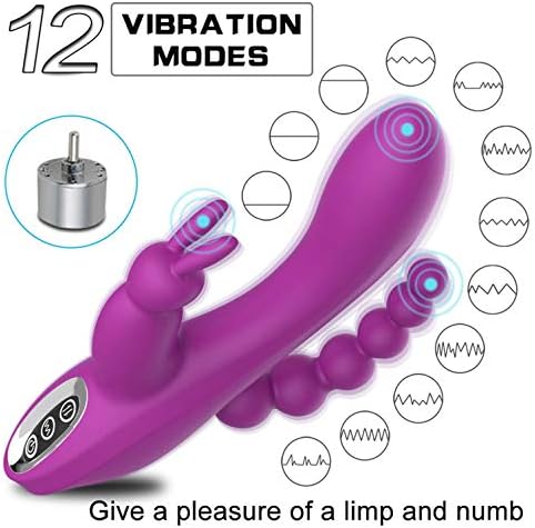 Triple Curve Rabbit Privacy comfortabler-12 Function Rechargeable Privacy and Blockage Privacy comfortabler Stimulator Privacy comfortabler for Women,Purple