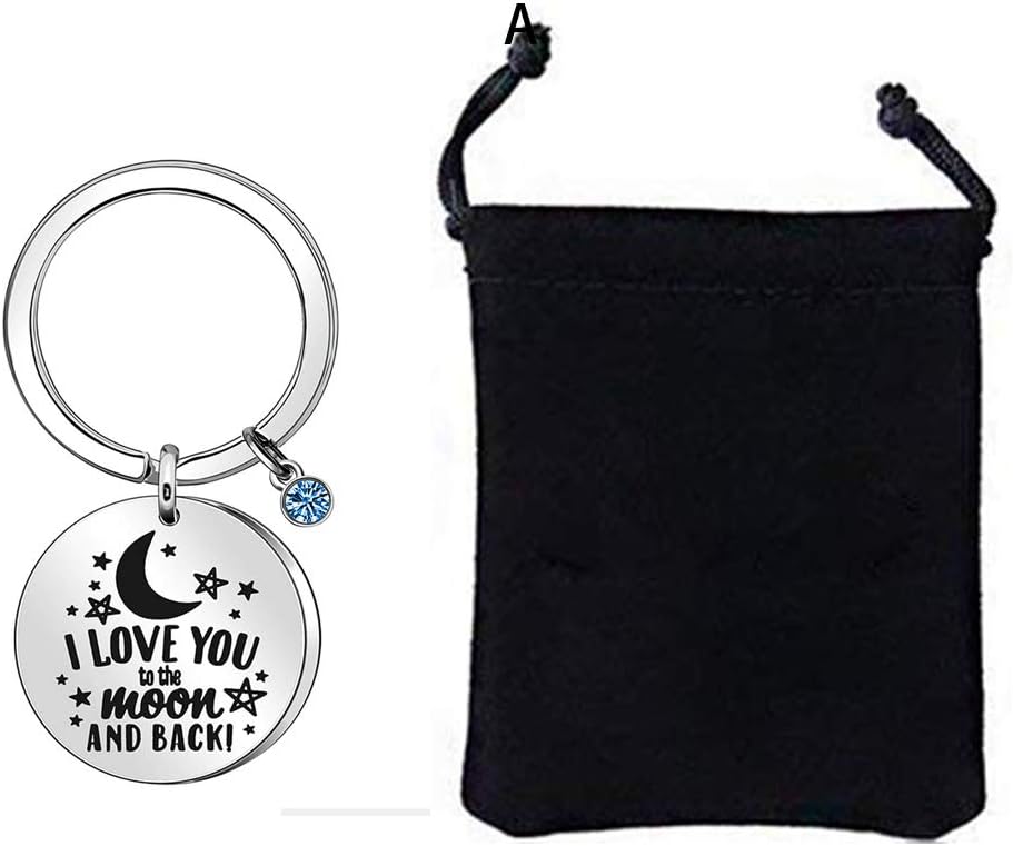 Suithink I Love You to The Moon and Back Keychain Stainless Steel 30mm Keyring Accessories Sky Blue Water Drill for Lovers Birthday Anniversary Mother's Day Gifts - Image 3